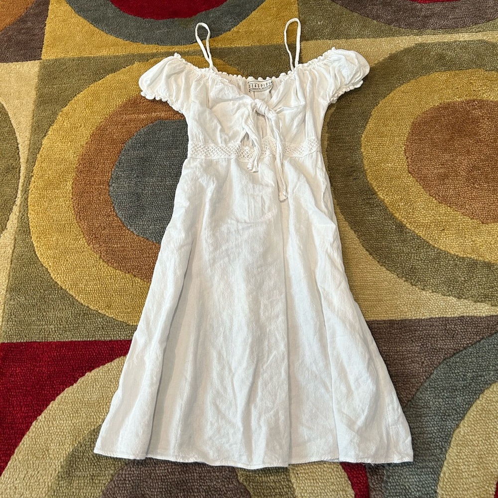 Seaspice Resort Wear White Tie Mini Dress Lightweight Beach Coverup Size Small